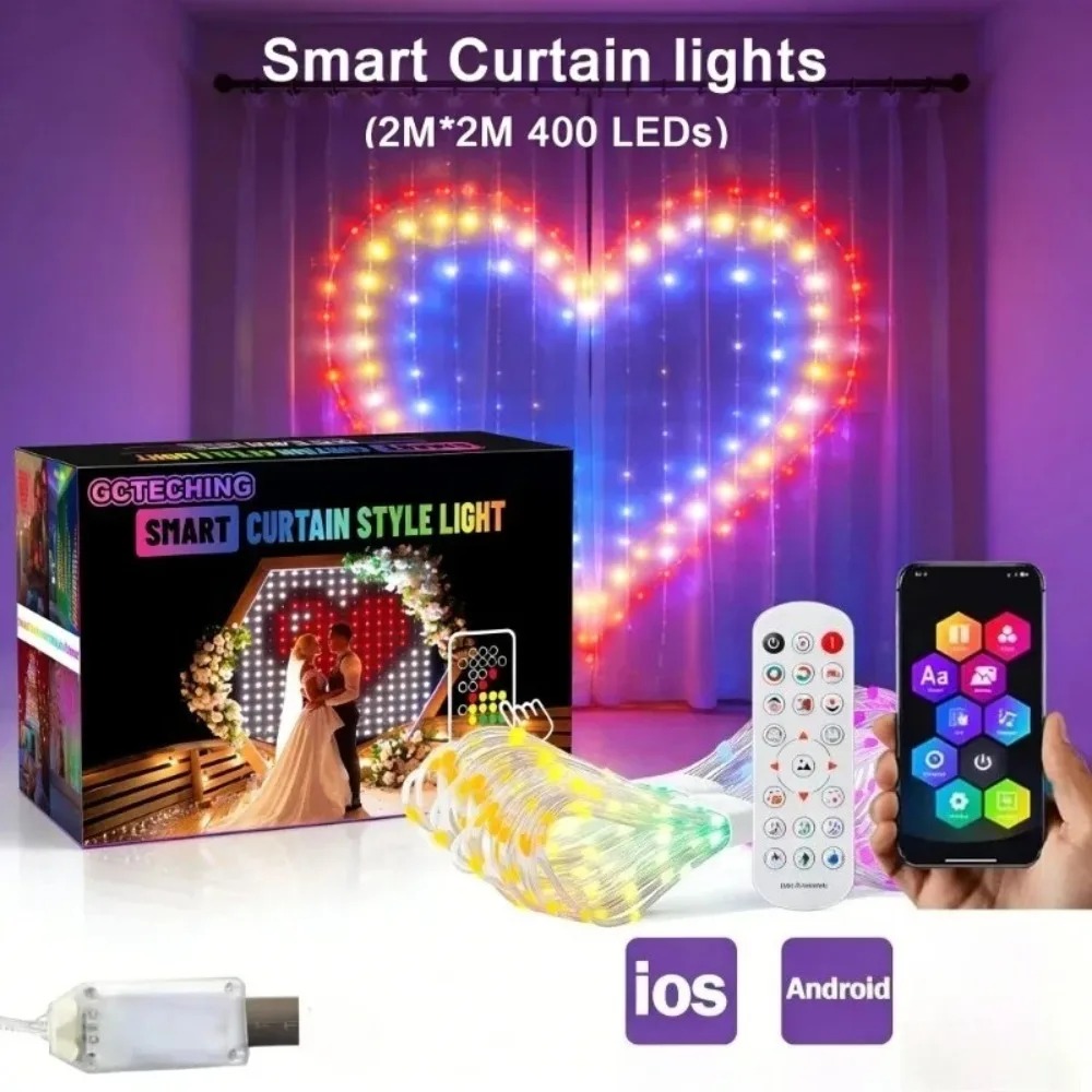 Outdoor Lighting Decoration - Rideaux lumineux LED à pixels pour