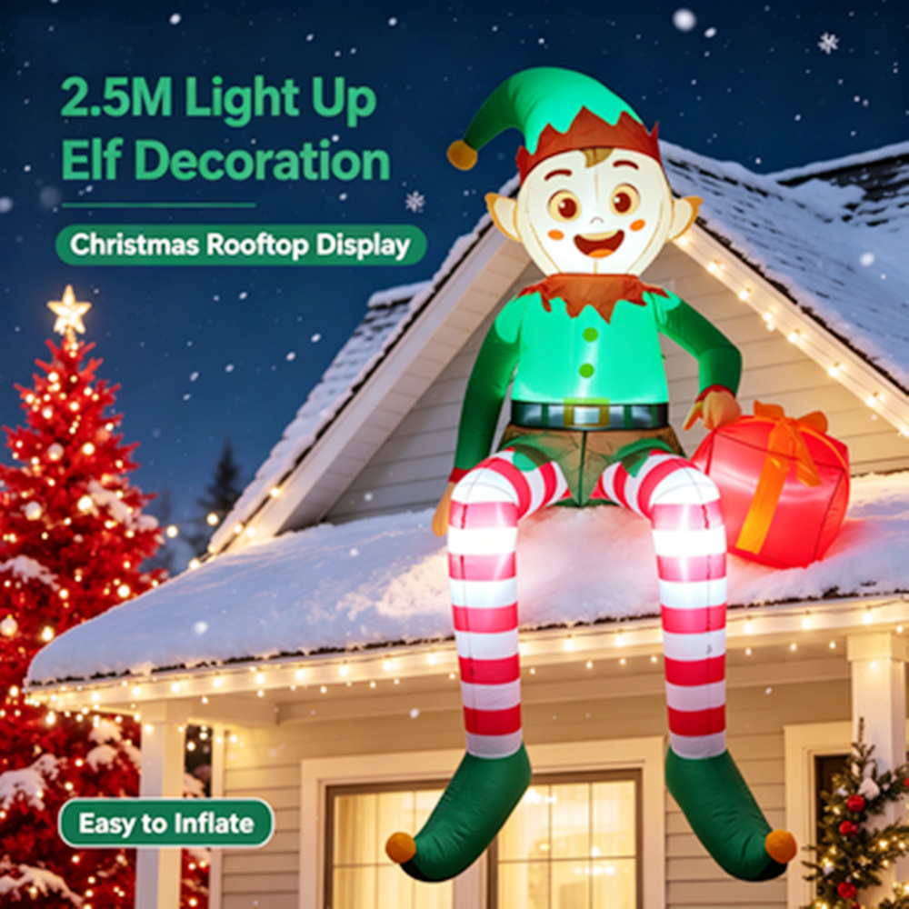 Xmas Outdoor Lighting Decorations - Elfe gonflable de Noël de 2,5