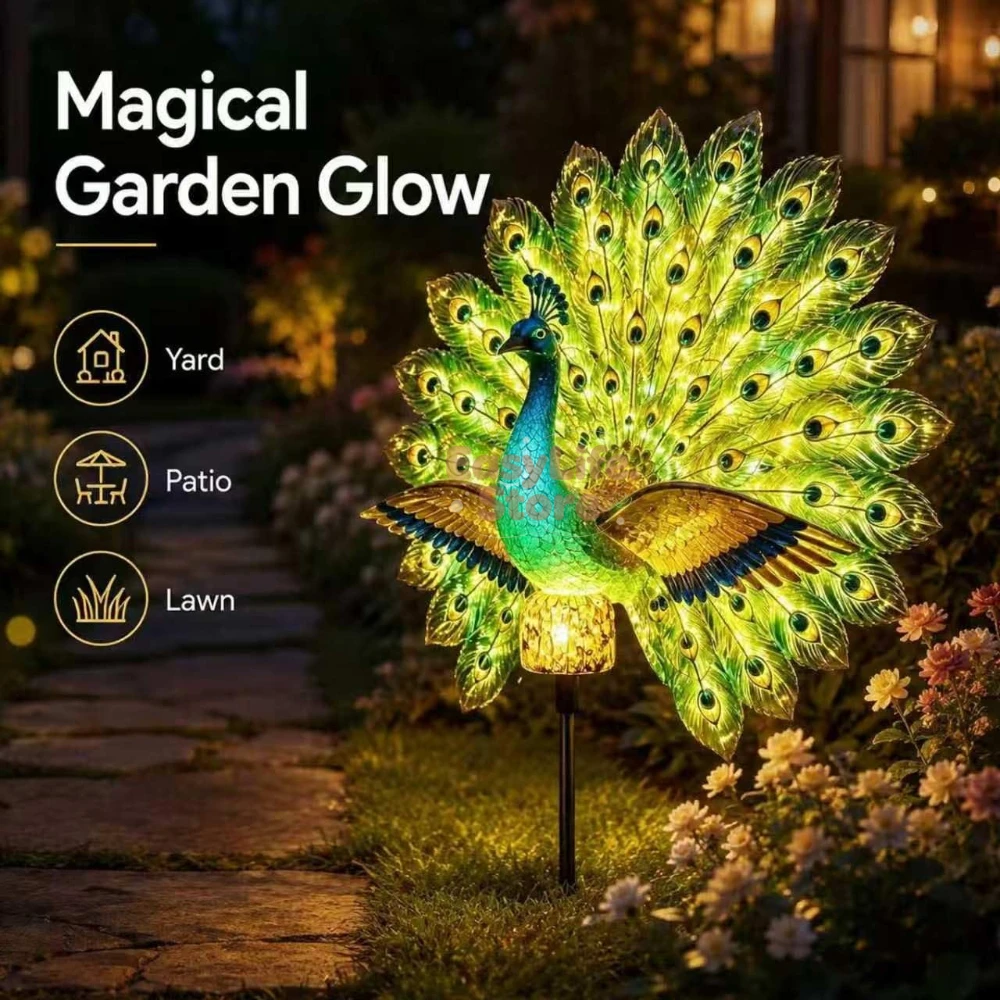 Outdoor Lighting B&Q - Sculpture de jardin paon solaire, lumière