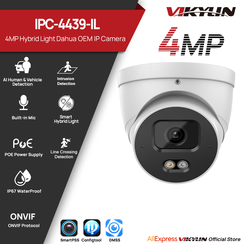 Outdoor Lighting No Electricity - Caméra de sécurité IP VIKYLIN 4MP,