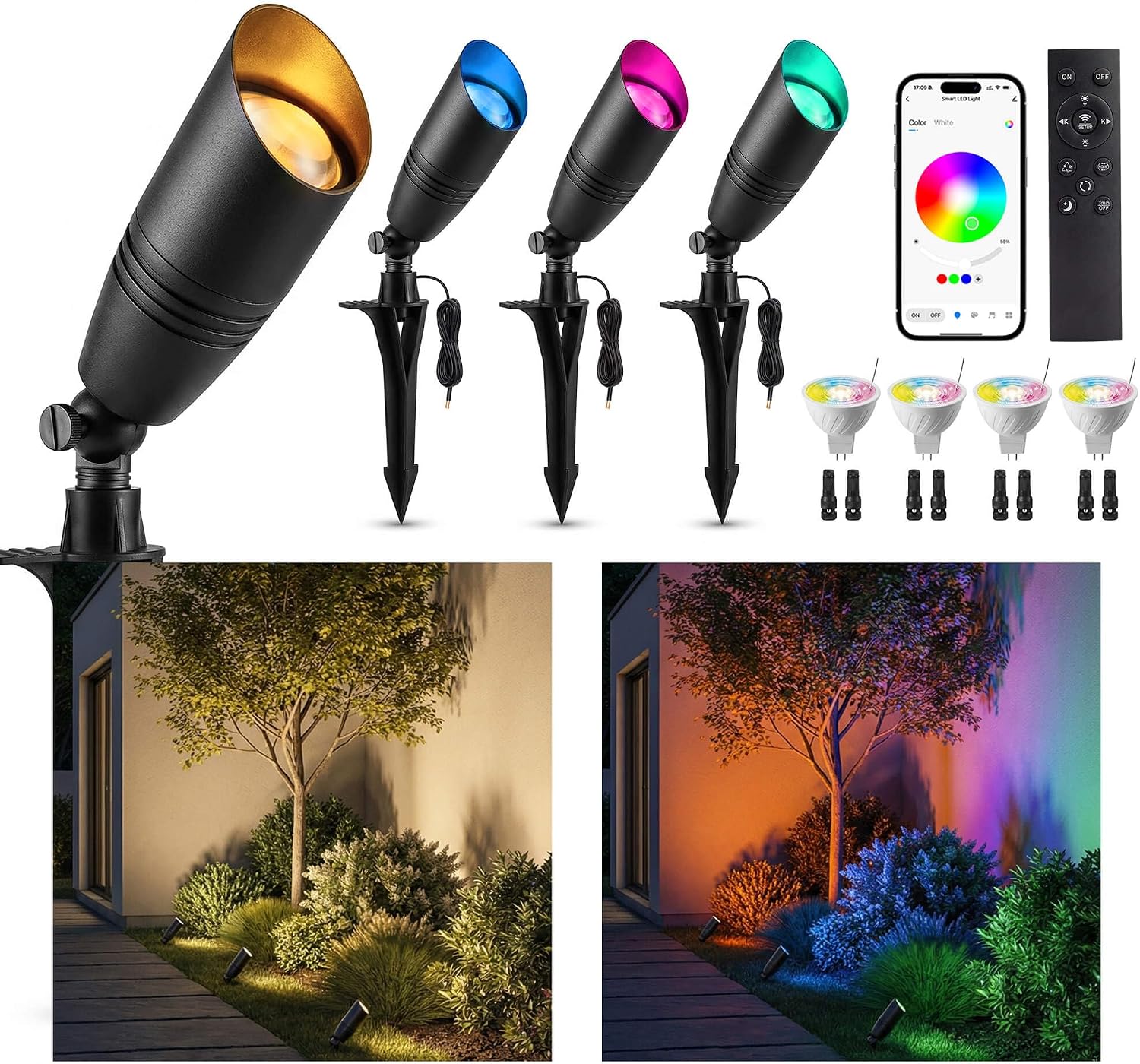 Outdoor Lighting Replacement Bulbs - Projecteurs paysagers extérieurs basse tension RGBCW