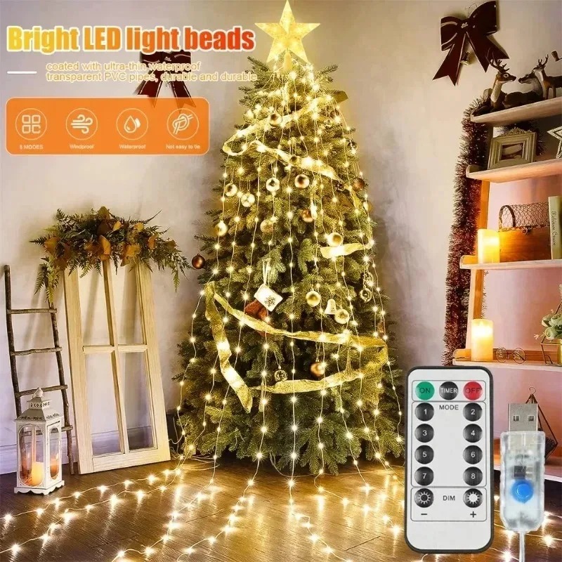 Xmas Outdoor Lighting Decorations - Guirlande lumineuse USB 200 LED en