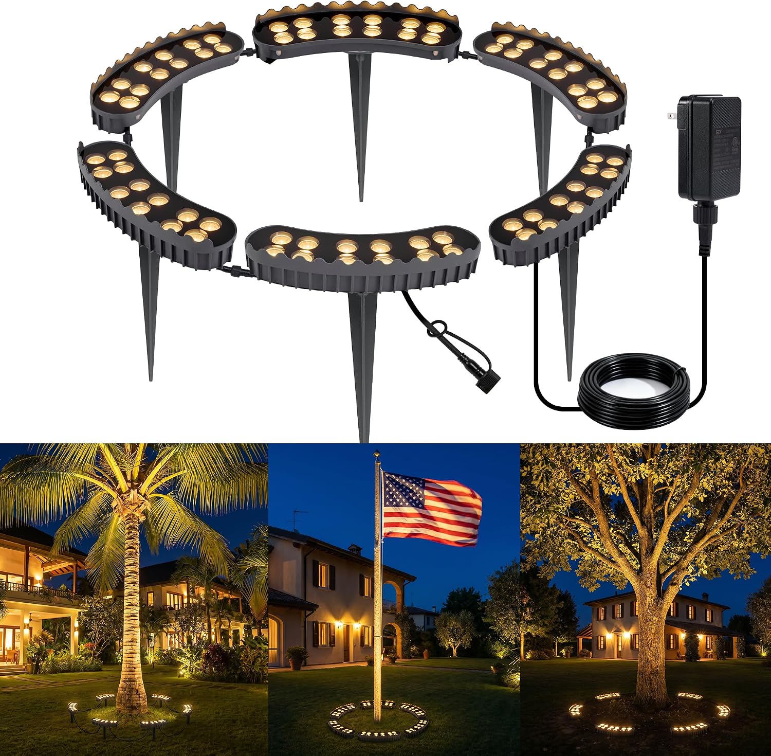 Outdoor Lighting Voltage - Lumières d'arbre extérieures en forme d'anneau,