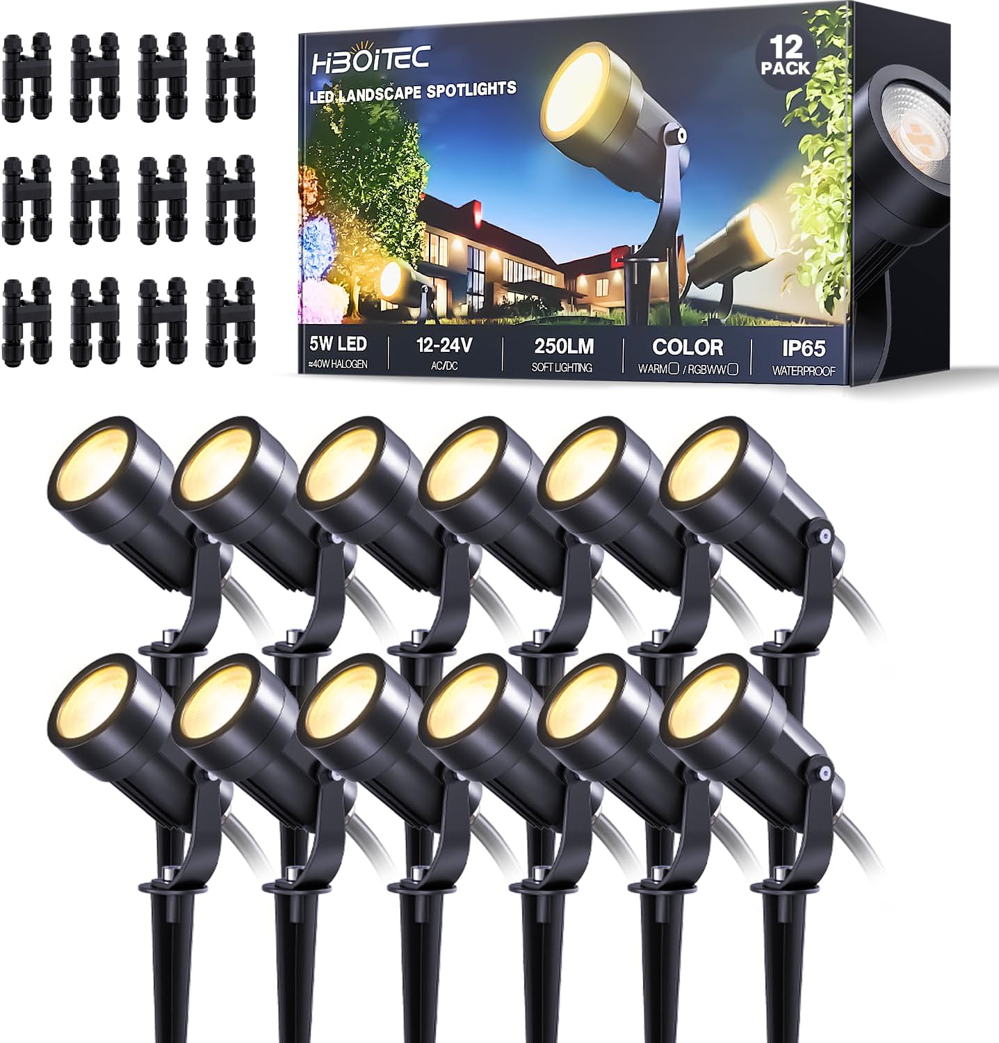 Outdoor Lighting Voltage - Lot de 12 projecteurs LED 5W