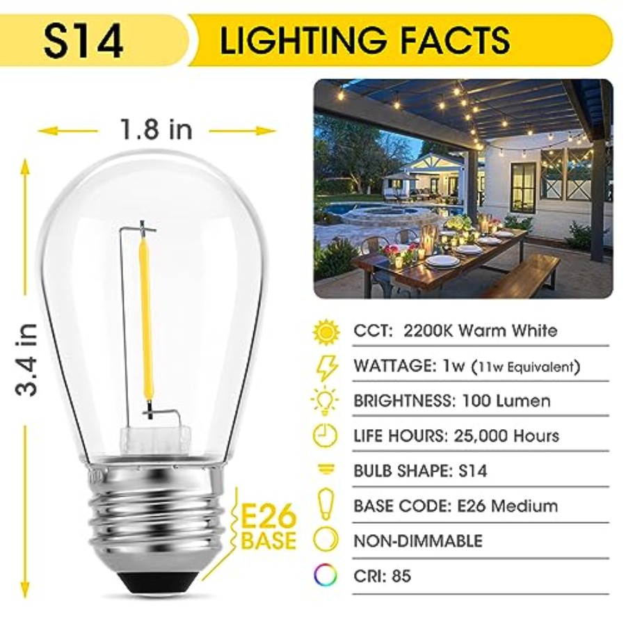 Lot de 36 ampoules LED S14 pou - Outdoor Lighting Rechargeable avis et prix