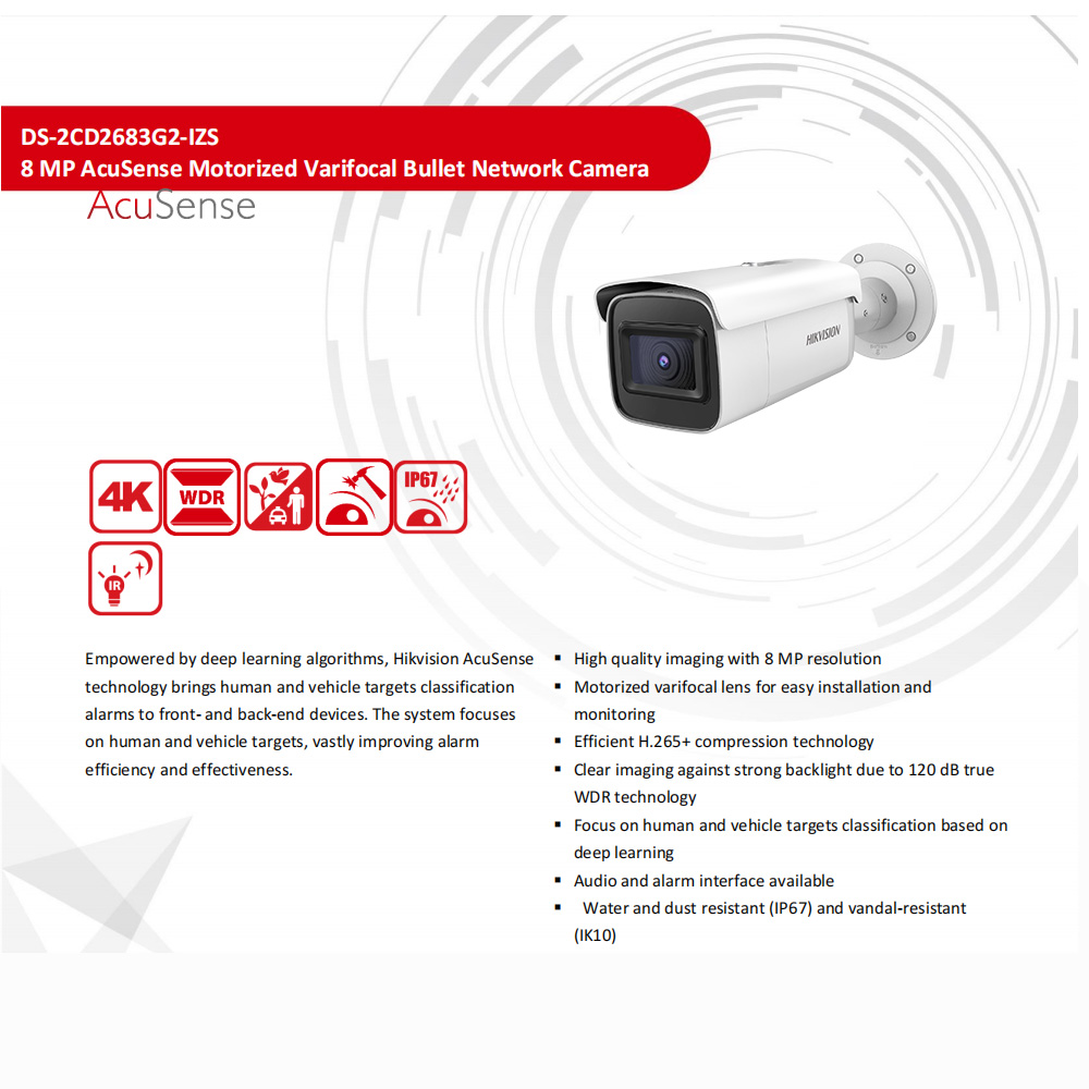 Caméra IP Hikvision DS-2CD2683 - Outdoor Lighting No Electricity avis et prix